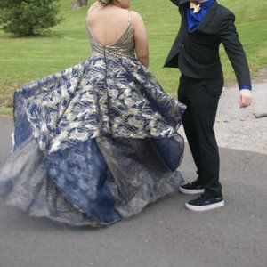 Blue and Gold Prom Dress